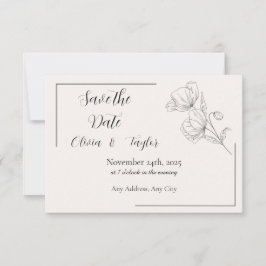 Beige Elegance Save the Date RSVP Kaartje