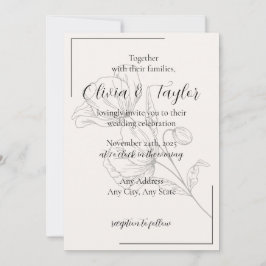 Beige Elegance Wedding Invitations v2 Kaart