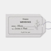 Beige Elegant Bruiloft Gift Label Cadeaulabel (Voorkant (Horizontaal))