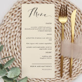 Beige Elegant Calligraphy Wedding / Reception Menu