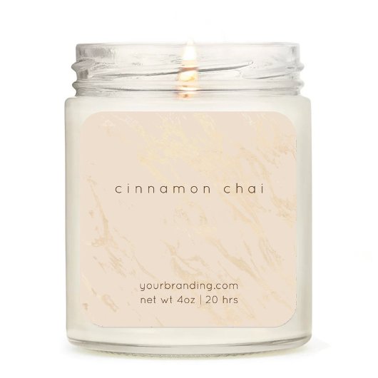 Beige Elegant Candle Cosmetische Sticker Label