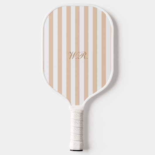 Beige Elegant Chic Script Monogram Preppy Pickleball Paddle (Achterkant)