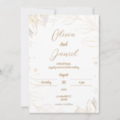 Beige Elegant Floral Wedding Invitation Kaart (Voorkant)