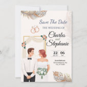 Beige Elegant Illustrator Floral, met een paar Kaart (Voorkant)