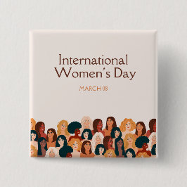 Beige Elegant Internationale Vrouwendag 2025 Vierkante Button 5,1 Cm