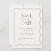 Beige Elegant Minimal Scallop Border Save the Date Kaart (Voorkant)