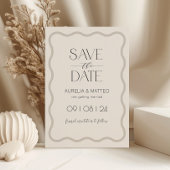 Beige Elegant Minimal Scallop Border Save the Date Kaart