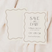 Beige Elegant Minimal Scallop Border Save the Date Kaart