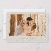 Beige Elegant Minimal Single Photo Wedding Bedankkaart (Voorkant)