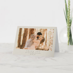 Beige Elegant Minimal Single Photo Wedding Bedankkaart