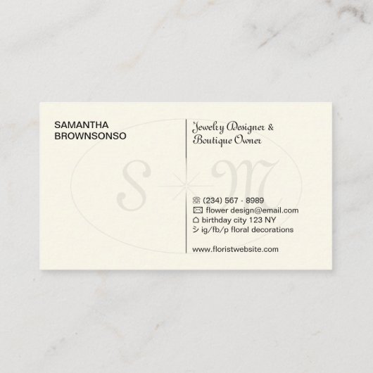 Beige Elegant Minimal Typografisch Modern Visitekaartje (Achterkant)