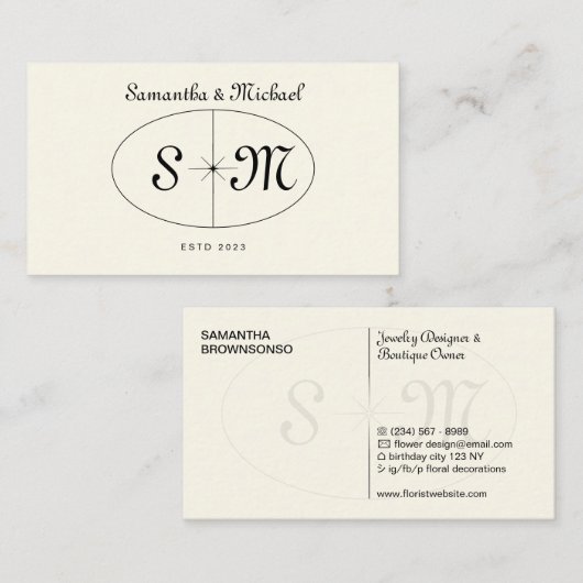 Beige Elegant Minimal Typografisch Modern Visitekaartje (Voorkant / Achterkant)