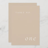 Beige Elegant Minimalistisch Tafelnummer Kaart (Voorkant / Achterkant)