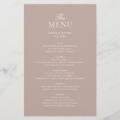 Beige Elegant Minimalistisch Trouwmenu (Voorkant)