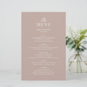 Beige Elegant Minimalistisch Trouwmenu (Staand voorkant)