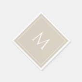 Beige elegant monogram initiaal servet (Hoek)