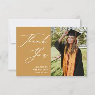 Beige Elegant Script Afstuderen Hartelijk dank Kaart