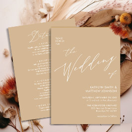 Beige Elegant Script All-in-One minimalistische br Kaart