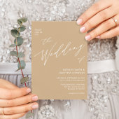 Beige Elegant Script All-in-One minimalistische br Kaart