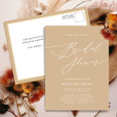 Beige Elegant Script Modern Vrijgezellenfeest Uitnodiging Briefkaart