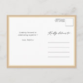Beige Elegant Script Modern Vrijgezellenfeest Uitnodiging Briefkaart (Achterkant)