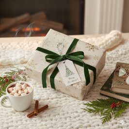 Beige Elegant Vrolijk Kerstcadeau Label Cadeaulabel