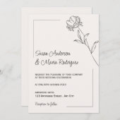 Beige Elegant Wedding Invitation Kaart (Voorkant / Achterkant)