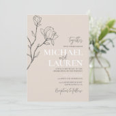 Beige Elegant Wedding Invitation Kaart (Staand voorkant)