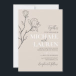 Beige Elegant Wedding Invitation Kaart<br><div class="desc">Beige trouwuitnodiging</div>