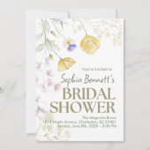 Beige Elegante Bloemen Bruids Douche Uitnodiging (Voorkant)