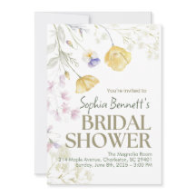 Beige Elegante Bloemen Bruids Douche Uitnodiging