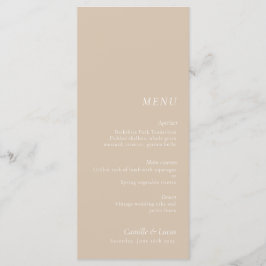 Beige elegante bruiloft Menu