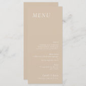 Beige elegante bruiloft Menu (Voorkant / Achterkant)