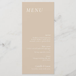 Beige elegante bruiloft Menu