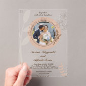 Beige Elegante Foto acryl bruiloft uitnodigingen (Insitu (Draagbaar))