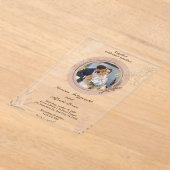 Beige Elegante Foto acryl bruiloft uitnodigingen (Laagn)