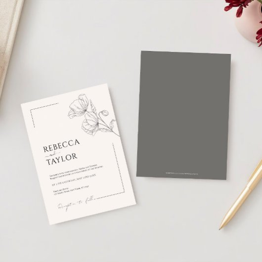 beige Elegante Minimale Bruiloft uitnodiging