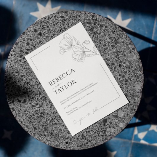 beige Elegante Minimale Bruiloft uitnodiging