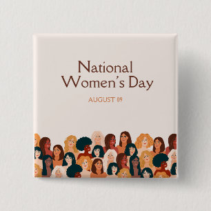 Beige Elegante Nationale Vrouwendag Vierkante Button 5,1 Cm