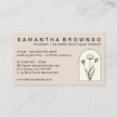 Beige Elegante Paardebloem Bloemist Bloemist Flora Visitekaartje (Achterkant)