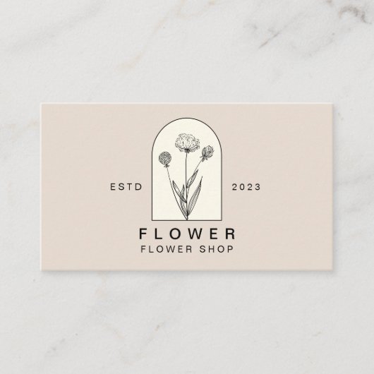 Beige Elegante Paardebloem Bloemist Bloemist Flora Visitekaartje (Voorkant)