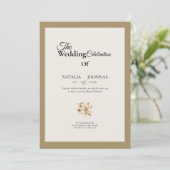 beige elegante roze formele trouwuitnodigingen kaart (Staand voorkant)