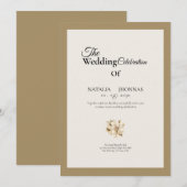 beige elegante roze formele trouwuitnodigingen kaart (Voorkant / Achterkant)