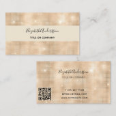 Beige elegante script qr code visitekaartje (Voorkant / Achterkant)