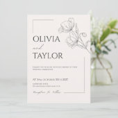 Beige Elegante Trouwuitnodiging Kaart (Staand voorkant)