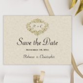 Beige Elegantie Gouden Crest Bruiloft Save The Date