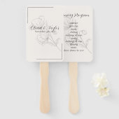 Beige Elegantie Huwelijksprogramma Handwaaier (Voorkant en achterkant)
