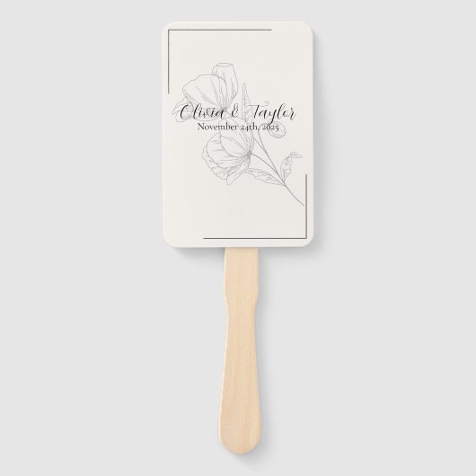 Beige Elegantie Huwelijksprogramma Handwaaier (Voorkant)