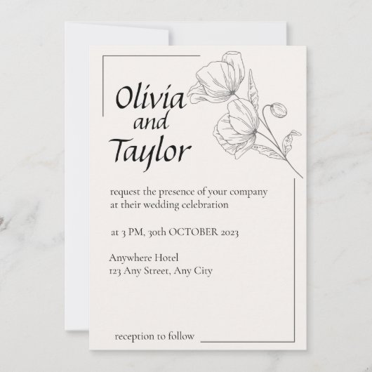 Beige Elegantie  Kaart (Voorkant)