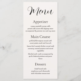 Beige Elegantie Ontvangst Menu